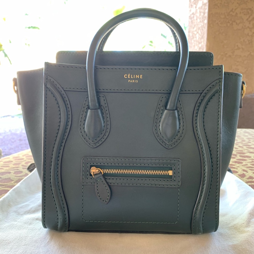 Celine Mini Luggage Handbag In Drummed Calfskin